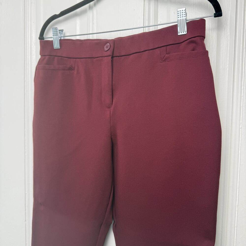 Susan Graver Tailored Trousers Red Wine Medium Petite Button Front Office Career - Picture 2 of 8